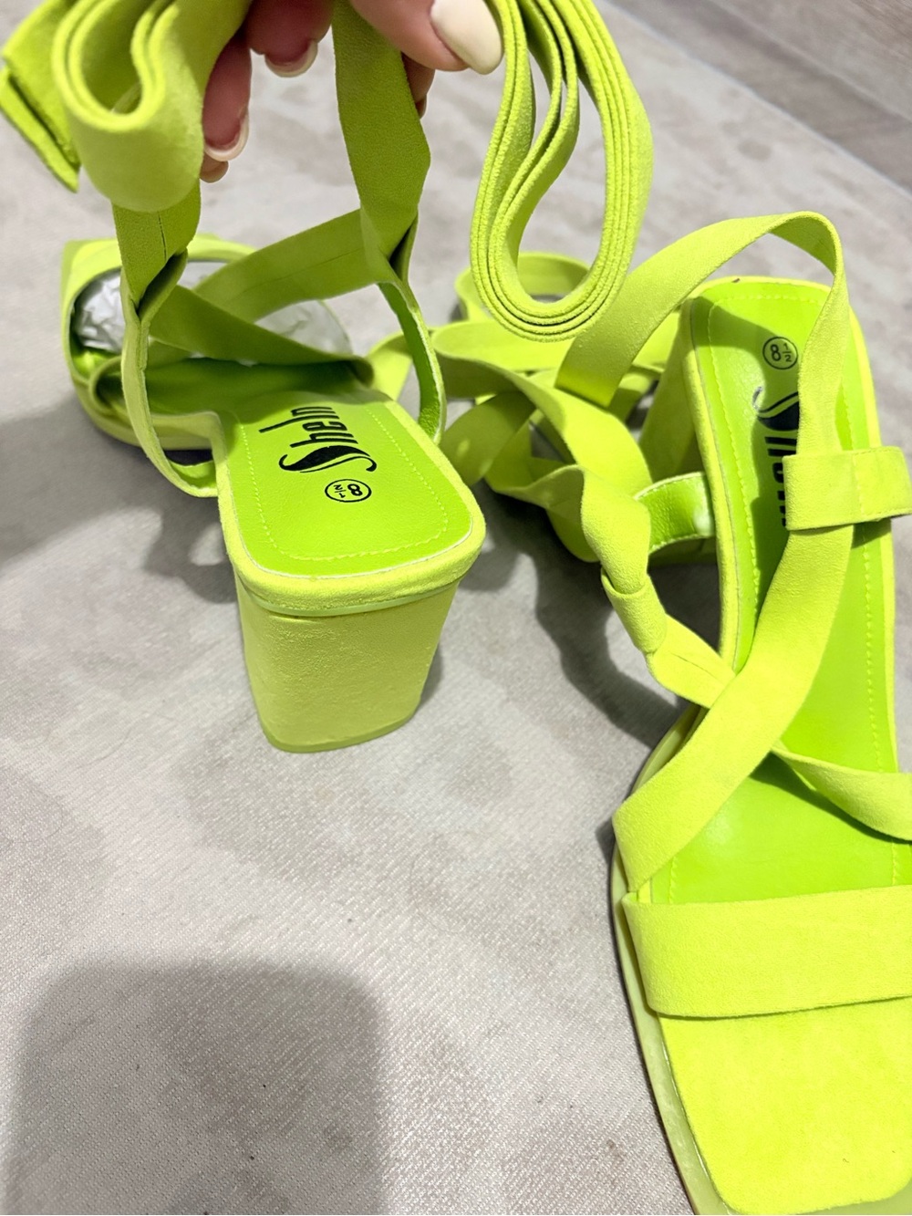 Women’s Neon Lime Strappy Sandals - Picture 3 of 4